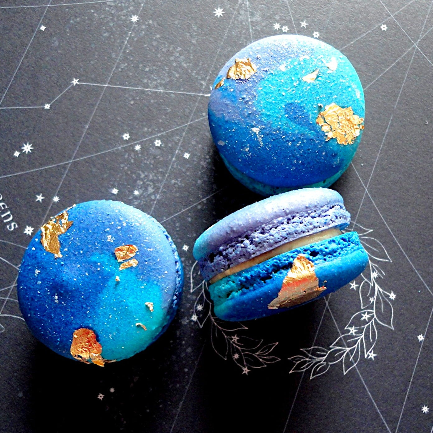 Galactic Macarons - with 24carat gold