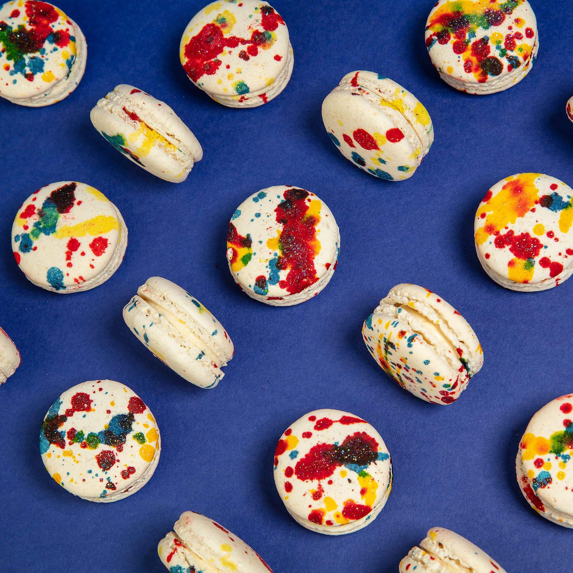 Rainbow Splash Macarons