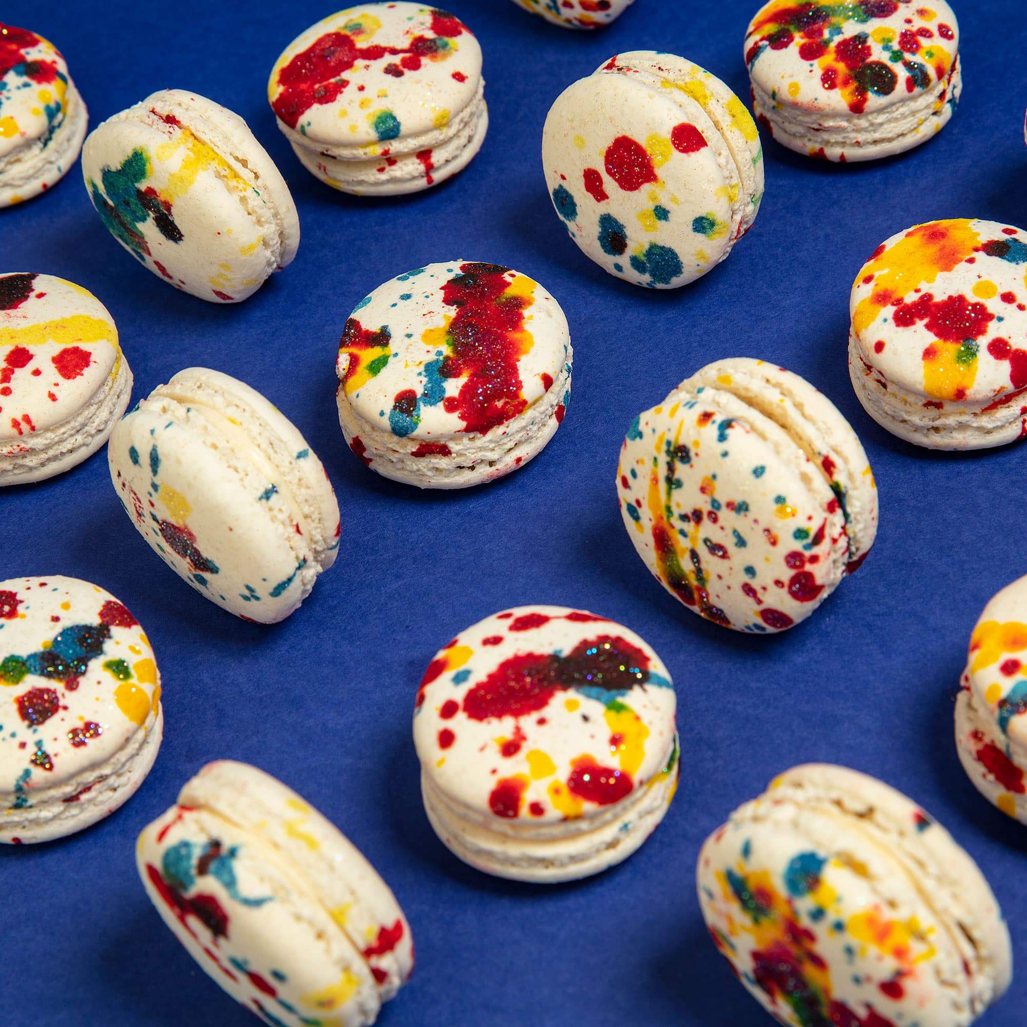 Rainbow Splash Macarons