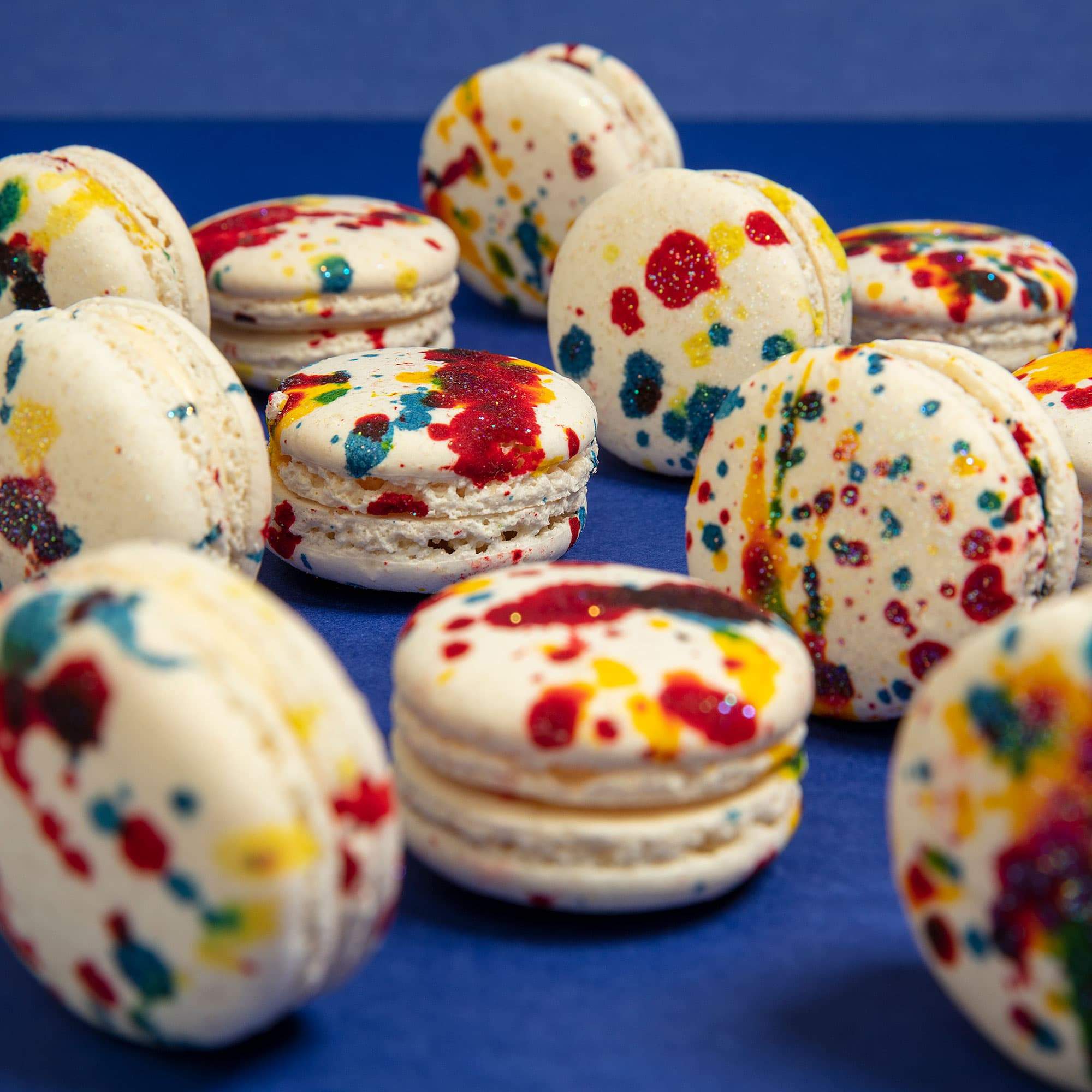 Rainbow Splash Macarons